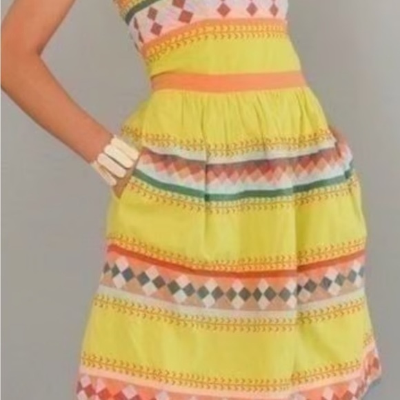 Leifsdottir For Anthropologie Strapless Cotton Sundress-size 12 - Picture 6 of 7